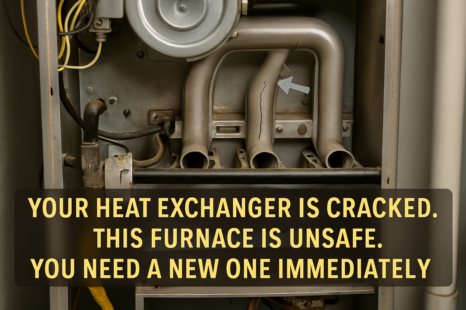 your heat exchanger is cracked this furnace is unsafe you - four elements service hvac & refrigeration heat echenger crack