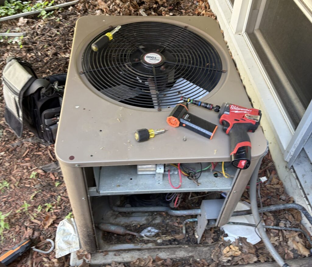 Failed air conditioner at a townhouse in Chrystal Lake IL during a 100 degree heat wave