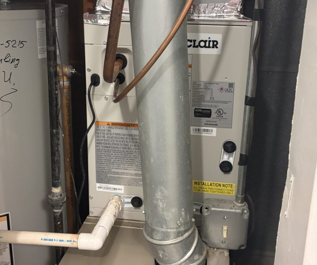 New indoor evaporator coil installed for AC replacement in Chrystal Lake Illinois